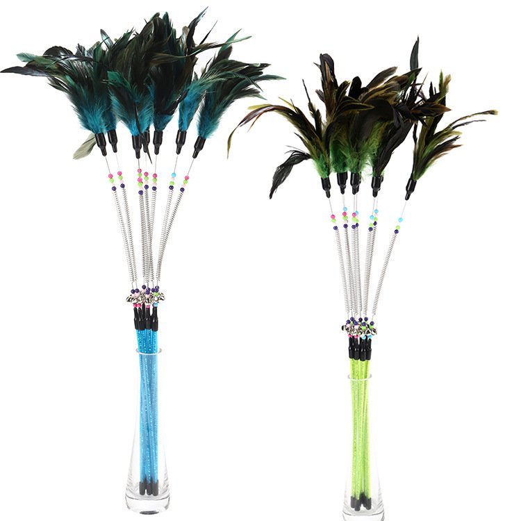 Spring bells, color beads, cat stick, feather cat stick, cat supplies, cat toys - Image 3
