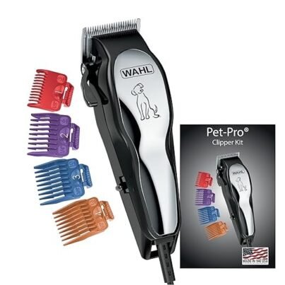 WAHL Premium Pet Double Sided Medium Pin Bristle Brush, Ergonomic Brush with Ergonomic Rubber Grips for Comfortable Brushing and Finishing Coats of Dogs and Cats – Model 858413