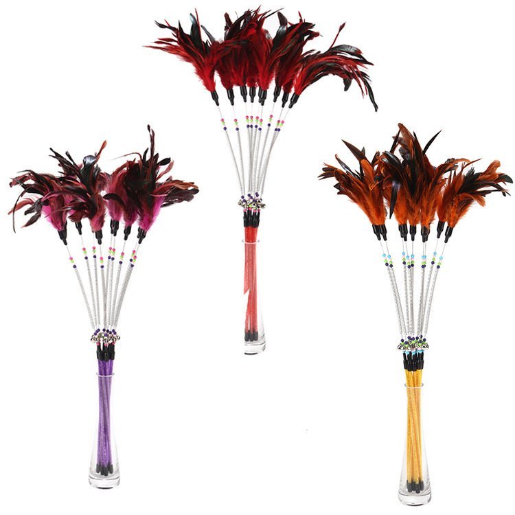 Spring bells, color beads, cat stick, feather cat stick, cat supplies, cat toys - Image 2