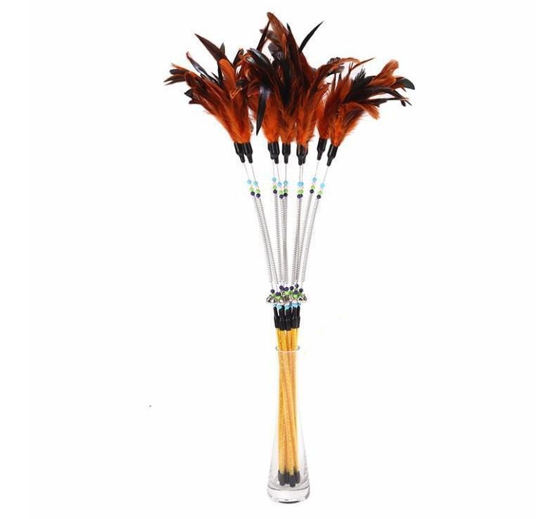 Spring bells, color beads, cat stick, feather cat stick, cat supplies, cat toys - Image 5