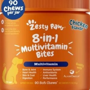 Zesty Paws Dental Bones for Small Dogs – Tartar, Plaque & Breath Support (28 Ct)