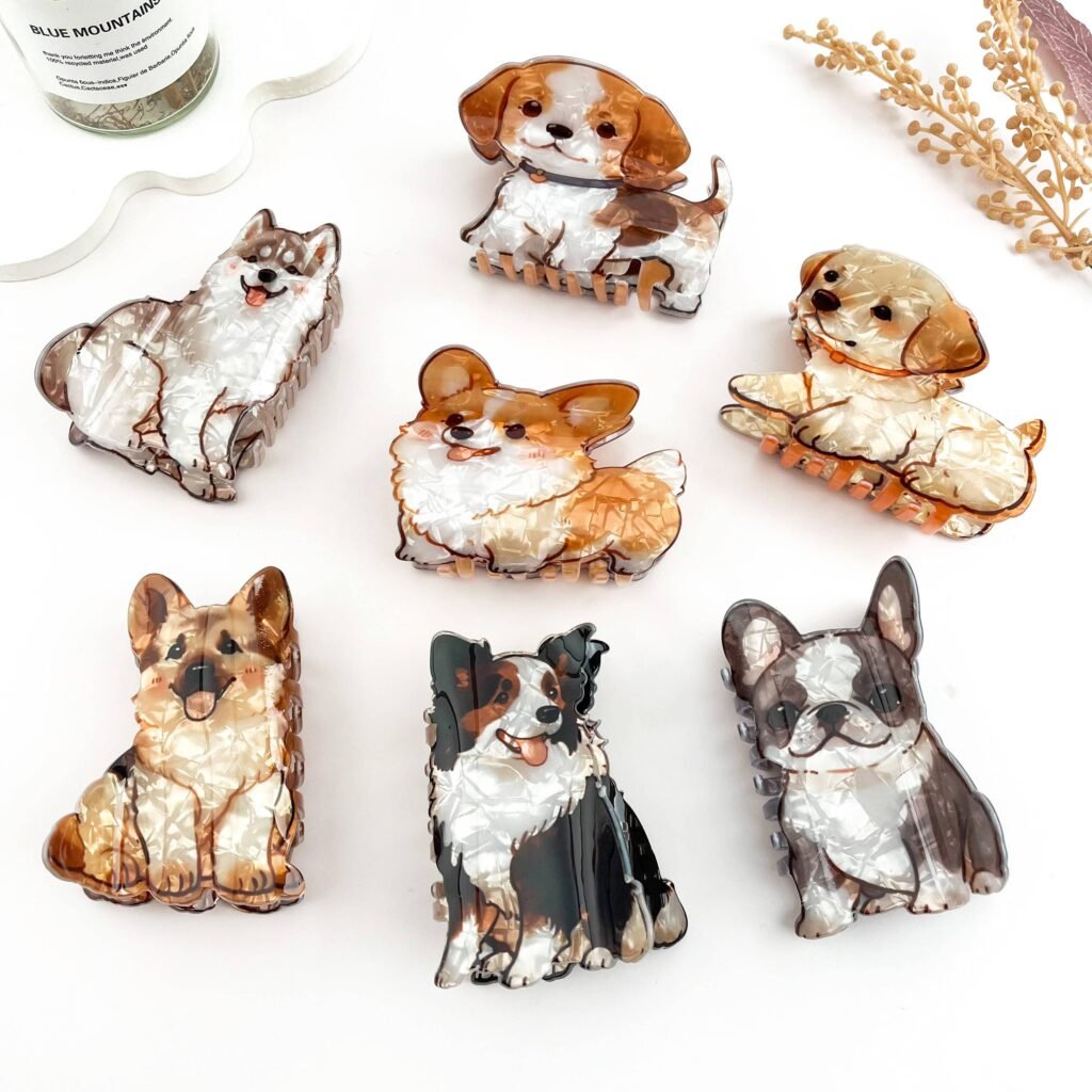 Cartoon Dog Printed Hair Claw, Puppy Lover Hair Clip