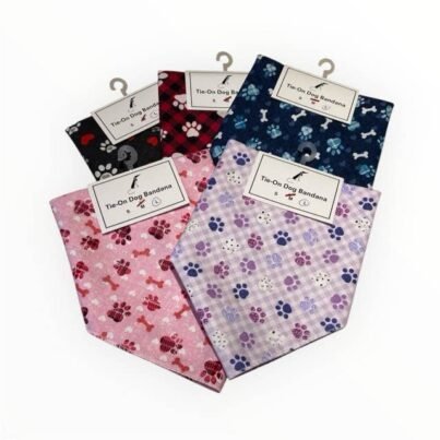 Paw Print Tie-On Dog Bandana Retail-Ready