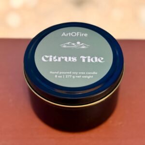 8 oz Black Tin Soy Candle ? Citrus Tide ? Wholesale