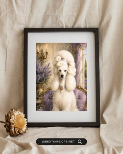 Poodle Marie Antoinette Framed Art - 14x11 Ready to Hang