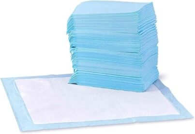 Dog and Puppy Pee Pads with Leak-Proof Quick-Dry Design for Potty Training, Standard Absorbency, Regular Size, 22 x 22 Inches, Pack of 100, Blue & White