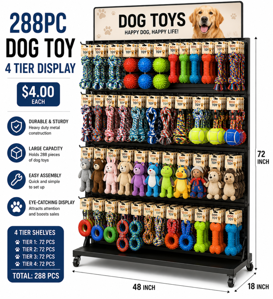 288pc Dog Toy 4 Tier Display