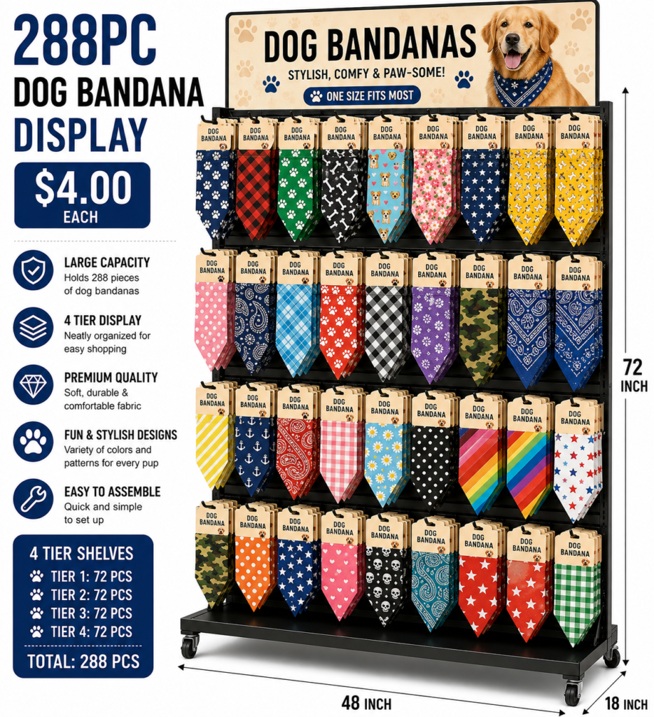 288pc Dog Bandana Display