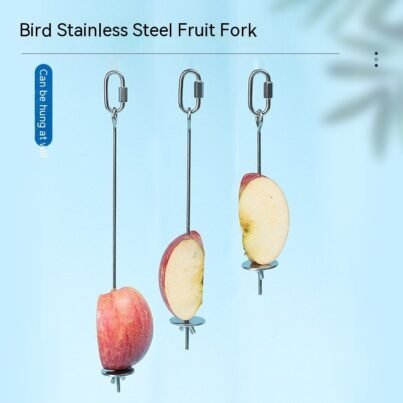 Parrot Stainless Steel Fruit Fork Hanging Toy