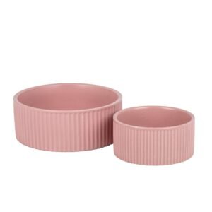 JARDIN Ribbed Pet Bowl Collection ? Modern Matte Exterior