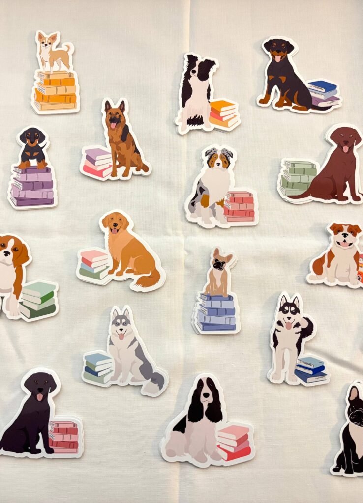Dog on Books Sticker