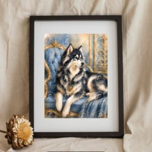 Husky Wolf Cut Framed Art - 14x11 Ready to Hang