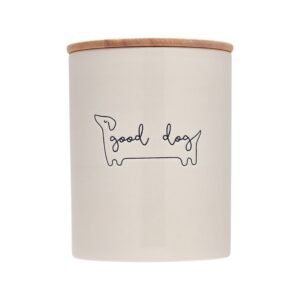 Good Dog Ceramic Treat Jar with Wooden Lid