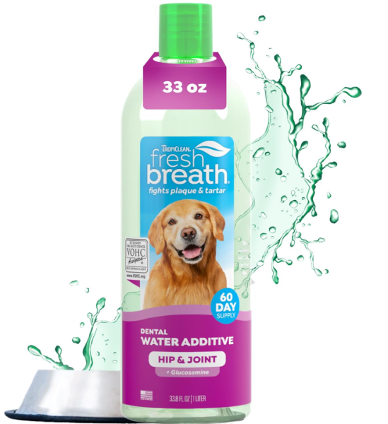 TropiClean Fresh Breath Hip & Joint Water Additive for Dogs – 33.8 oz