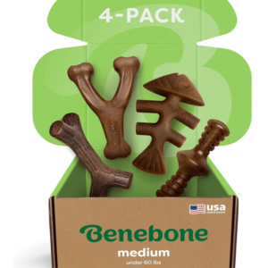 Benebone: Medium 4-Pack Dog Chew Toys – For Dogs Under 60 lbs