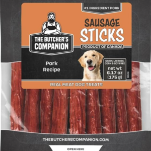 The Butcher's Companion: Sausage Sticks Dog Treats – Pork Recipe, 6.17 oz