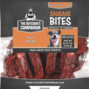 Butcher's Companion: Pork Sausage Bites Dog Treats – Delicious pork-flavored dog treats. 6.17 oz.