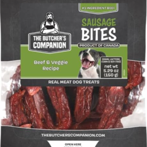 The Butcher's Companion: Beef & Veggie Sausage Bites Dog Treats – 5.29 oz