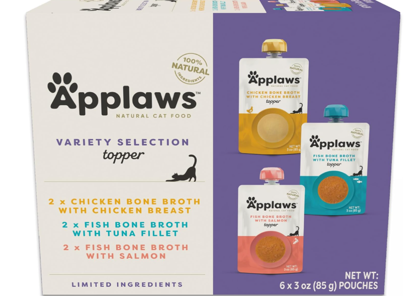 Applaws: Bone Broth Fish & Chicken Variety Lickable Cat Food Topper – 12 Pack