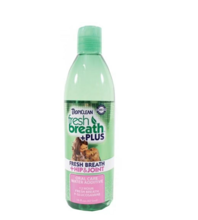 TropiClean Fresh Breath Water Additive for Dogs with Glucosamine, Hip and Joint Support for Dogs, Breath Freshener & Teeth Cleaning Solution, 16oz.