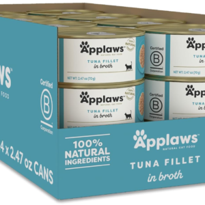 Applaws: Natural Wet Cat Food Tuna Fillet in Broth – 24 Pack, 2.47 oz Cans